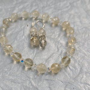 Citrine Beaded Bracelet plus Earrings-Handmade jewelry